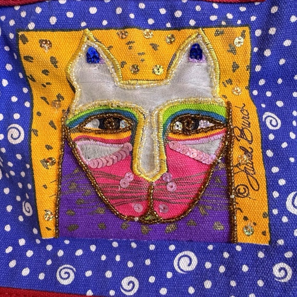 Vintage Laurel Burch Canvas Mini-tote Shoulder Bag - Picture 4 of 8